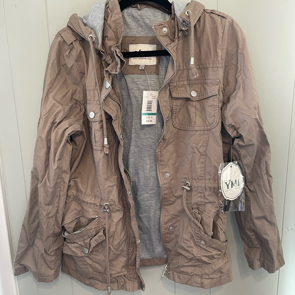 Tan Hooded Utility Jacket